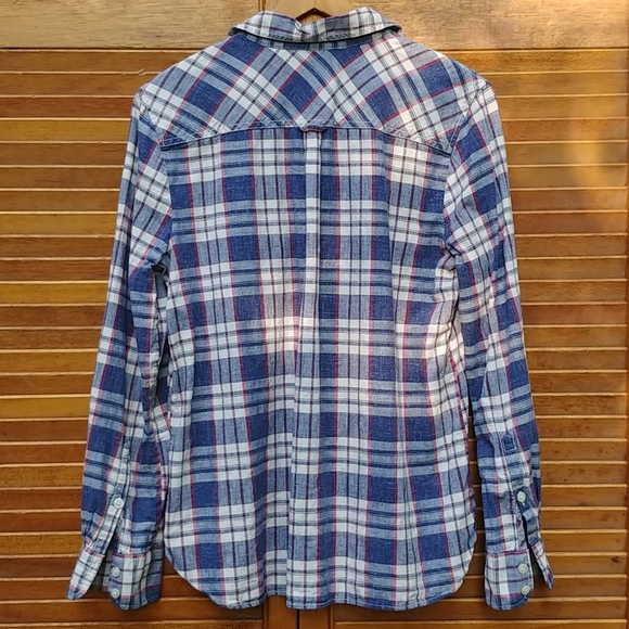 COPY - Flannel popover tunic, blue & white check with red - Picture 2 of 7